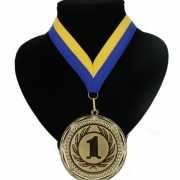 Nummer 1 medaille blauw en geel