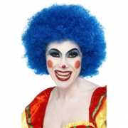 Blauwe clown pruik voor volwassenen