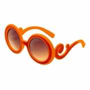 Oranje feestbrillen met krul montuur