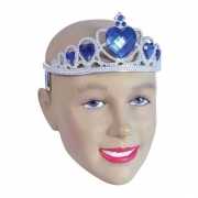 Zilveren tiara met blauwe steentjes