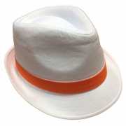 Witte hoeden met oranje bies