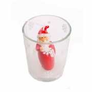 Kerstman kaarsjes in glas 6,5 cm