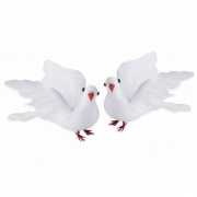 Witte bruidstaart duiven 20 cm