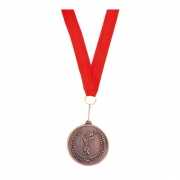 Medaille brons aan rood lint