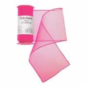 Neon roze organza stof 12 x 300 cm