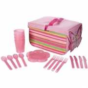 Roze picknick set met mand voor kids
