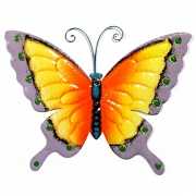 Decoratie vlinders geel/paars 30 cm