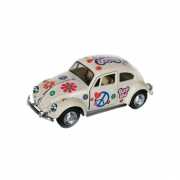 Modelautootje VW beetle wit hippie 12 5 cm