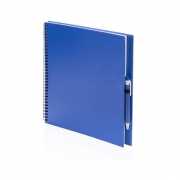 Tekeningenboek blauw met pen