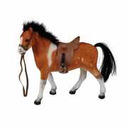 Bruin speelgoed paard met zadel