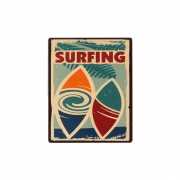 Metalen wand bordje Surfing