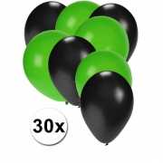 Zwarte en groene ballonnen 30 stuks