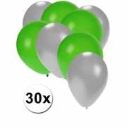 Zilveren en groene ballonnen 30 stuks