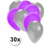Zilveren en paarse ballonnen 30 stuks