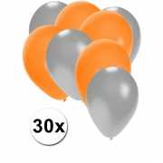 Zilveren en oranje ballonnen 30 stuks