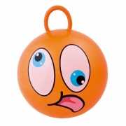 Oranje skippybal met grappig gezicht 45cm