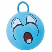 Blauwe skippybal met grappig gezicht 45cm