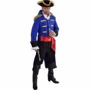 Piraat verkleed jas blauw voor heren