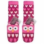 Gel sokken roze uil voor kinderen
