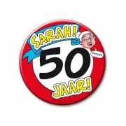 Sarah 50e verjaardag button XXL