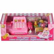 Speelgoed winkeltje kassa roze met boodschappen