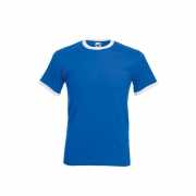 Blauw ringer t shirt met witte contrast kleur
