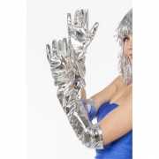 Lange zilveren handschoenen dames
