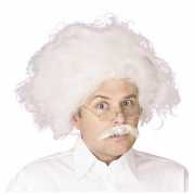 Witte Einstein pruik met snor