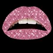 Roze glitter lip tattoo