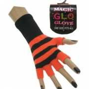 Vingerloze handschoen oranje/zwart