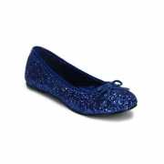 Donkerblauwe ballerina schoenen met glitters