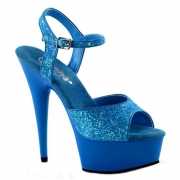 Neon blauwe glitter sandalen Caydence