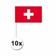 10 zwaaivlaggetjes Zwitserland 12 x 24 cm