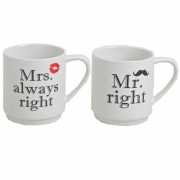 Beker set Mr Right en Mrs Always Right