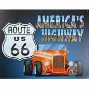 Metalen wandplaat Route US 66 muscle car